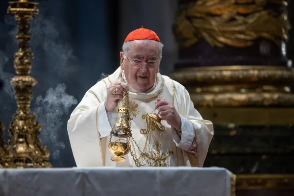 Cardinal Stanislaw Rylko, archpriest of the Basilica of St. Mary Major in Rome, incenses the altar as he celebrates Mass on the feast of Our Lady of the Snows on Aug. 5, 2024. Credit: Daniel Ibañez/CNA