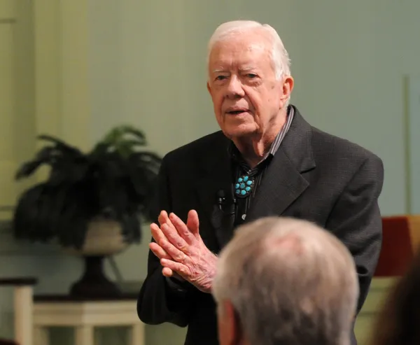 Former President Jimmy Carter teaches Easter Sunday School at Maranatha Baptist Church on April 20, 2014 in Plains, Georgia. Credit: Chris McKay/Getty Images