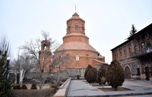 The Cathedral of the Holy Martyrs, in Gyumri, Armenia, is the cathedral of the Ordinariate for Armenia, Georgia, Russia, and Eastern Europe of the Armenian Catholic Church. Credit: Yerevantsi, Wikipedia, CC BY-SA 4.0