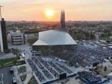 An estimated 12,000 people celebrate the closing Mass of the second annual Marian Days at Christ Cathedral in the Dicoese of Orange on July 15, 2023.