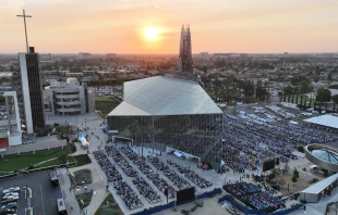 An estimated 12,000 people celebrate the closing Mass of the second annual Marian Days at Christ Cathedral in the Dicoese of Orange on July 15, 2023. Credit: Rodolfo Bianchi/Diocese of Orange