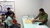 Immigrants at Catholic Charities of the Rio Grande Valley humanitarian respite center in McAllen, Texas.