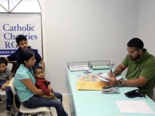 Immigrants at Catholic Charities of the Rio Grande Valley humanitarian respite center in McAllen, Texas.