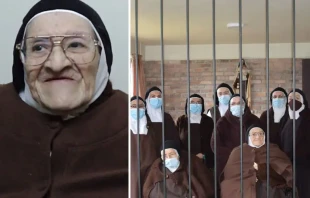 Sister Francisca Teresa (left). The nun with her Carmelite sisters (right). Courtesy of Church of Concepción