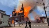 The historic St. Anthony of Padua Parish church in Iquique, Chile, was destroyed by the fire.