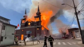 The historic St. Anthony of Padua Parish church in Iquique, Chile, was destroyed by the fire.