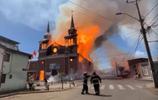 The historic St. Anthony of Padua Parish church in Iquique, Chile, was destroyed by the fire. Credit: Courtesy of Iquique Fire Department