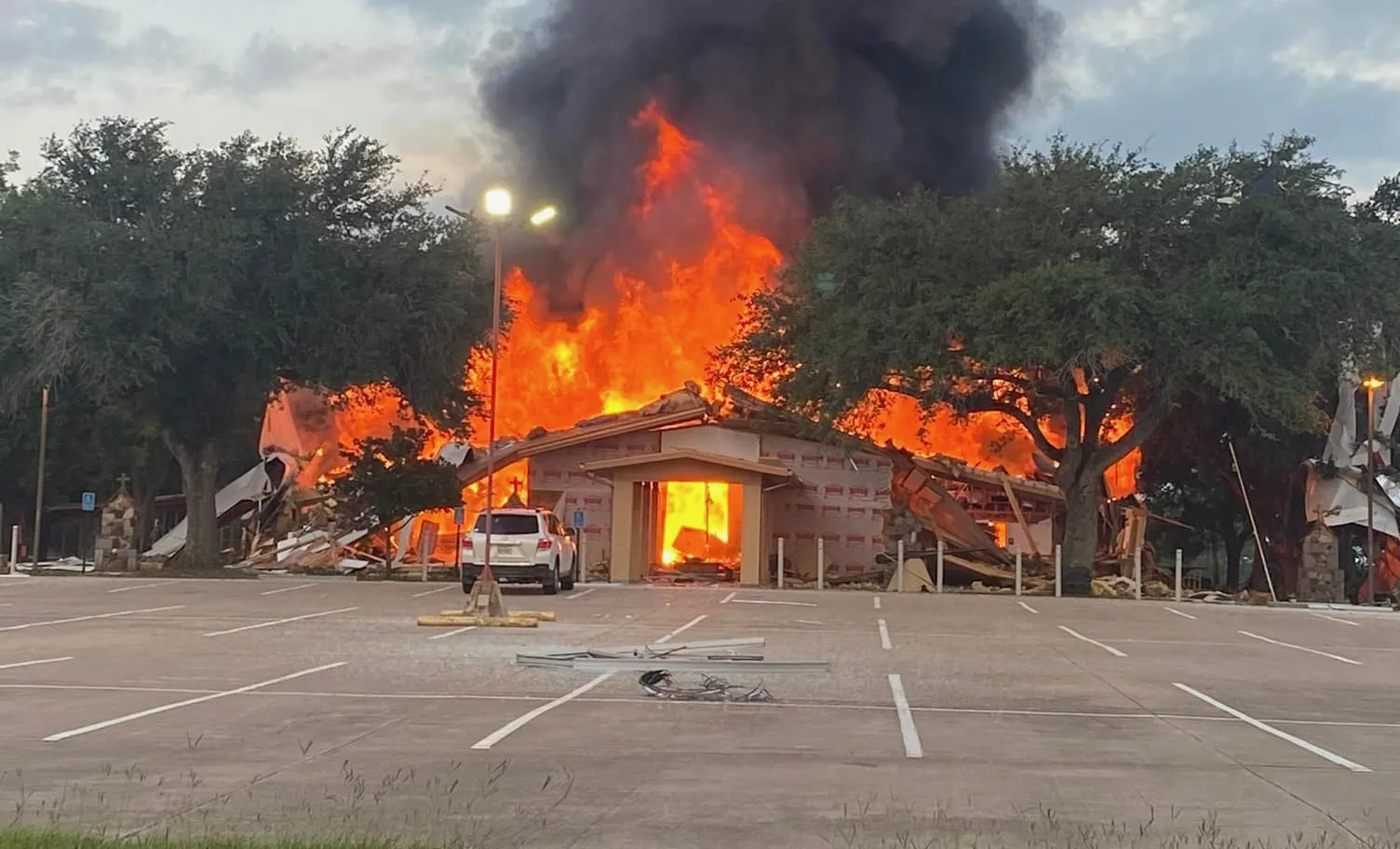 Queen of the Holy Rosary Catholic Church in Hostyn, Texas, is shown on fire on June 9, 2022.?w=200&h=150