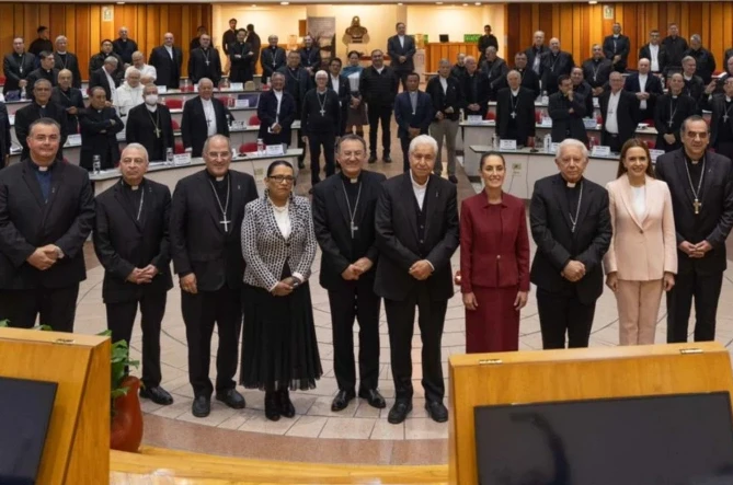 Mexico’s new president, Claudia Scheinbaum, meets with the country’s bishops during their plenary assembly on Nov. 13, 2024.?w=200&h=150