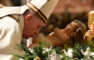 Pope Francis celebrates Christmas Mass in St. Peter's Basilica Dec. 24, 2020. Vatican Media.