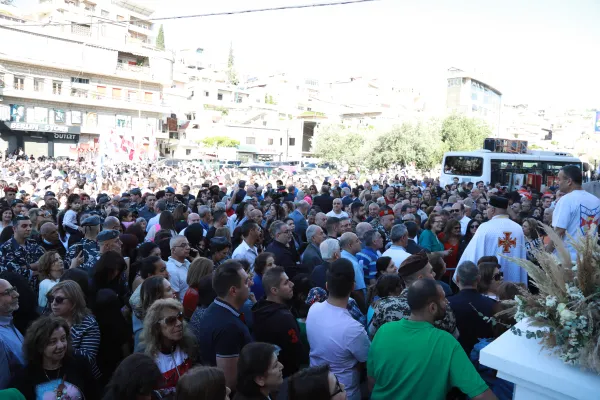 Crowds turn out for the Corpus Christi procession on May 30, 2024, in Zahle, Lebanon. Credit: Marwan Semaan