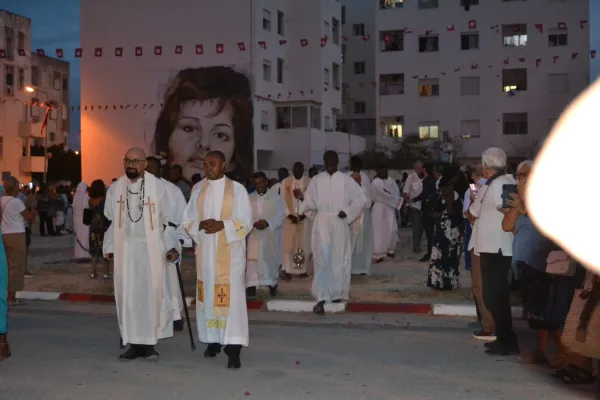 Clergy lead the "Khorja el Madonna" — the "procession of Our Lady" — in Tunis, Tunisia, to honor the Virgin Mary on Aug. 15, 2024. Credit: Sts. Augustine and Fidelis Parish in La Goulette, Tunis