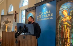 Father Colin Blatchford, the current associate director of Courage International, speaks at the 2024 annual conference. Credit: Photo courtesy of Courage International