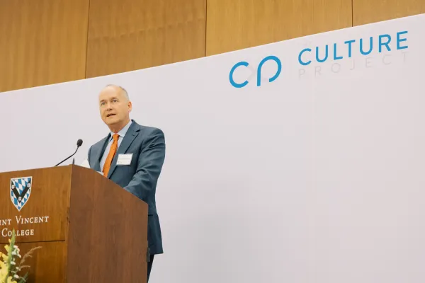 Greg Schleppenbach accepts the role as CEO at The Culture Project's 10-Year Anniversary Banquet in June 2024. Credit: Jillian Lim Payne/Culture Project