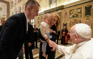 Pope Francis meets participants in an international conference of moral theology in the Vatican’s Clementine Hall, May 13, 2022. Vatican Media.