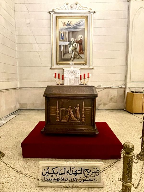 The chapel dedicated to the three Maronite laymen, brothers Francis, Abdel Mohti, and Raphaël Massabki, inside the Maronite church in the Old City of Damascus. The three are part of the group of 11 Martyrs of Damascus, whose canonization was approved by Pope Francis on May 23, 2024. Credit: Courtesy of HS/Custody of the Holy Land