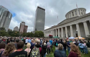 Crowds gather for the Ohio March for Life outside the Ohio State Capitol in Columbus on Friday, Oct. 6, 2023. Credit: Photo courtesy of Bishop Earl Fernandes