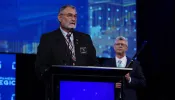 Deacon Bob Young, representing Knights of Columbus Council 694, accepts the First Liberty Institute's Philip B. Onderdonk Jr. Religious Liberty Award award at the American Legion’s National Convention in New Orleans on Aug. 28, 2024.