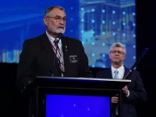 Deacon Bob Young, representing Knights of Columbus Council 694, accepts the First Liberty Institute's Philip B. Onderdonk Jr. Religious Liberty Award award at the American Legion’s National Convention in New Orleans on Aug. 28, 2024.