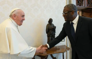 Pope Francis met Nobel Peace Prize winner Denis Mukwege on Dec. 9, 2022. Vatican Media