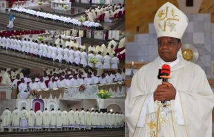 In his remarks at the ordination of 23 new priests, Bishop Godfrey Igwebuike Onah expressed gratitude and joy for the growing number of priests serving in his Episcopal See in Nigeria’s Catholic Diocese of Nsukka on Aug. 10, 2024. Credit: Diocese of Nsukka