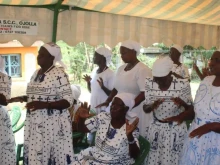 Members of St. Monica Widows Group pray during Mass at St. Aloysius Gonzaga Ojolla Parish in the Archdiocese of Kisumu in Kenya.