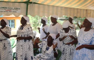 Members of St. Monica Widows Group pray during Mass at St. Aloysius Gonzaga Ojolla Parish in the Archdiocese of Kisumu in Kenya. Credit: Agnes Aineah/ACI Africa