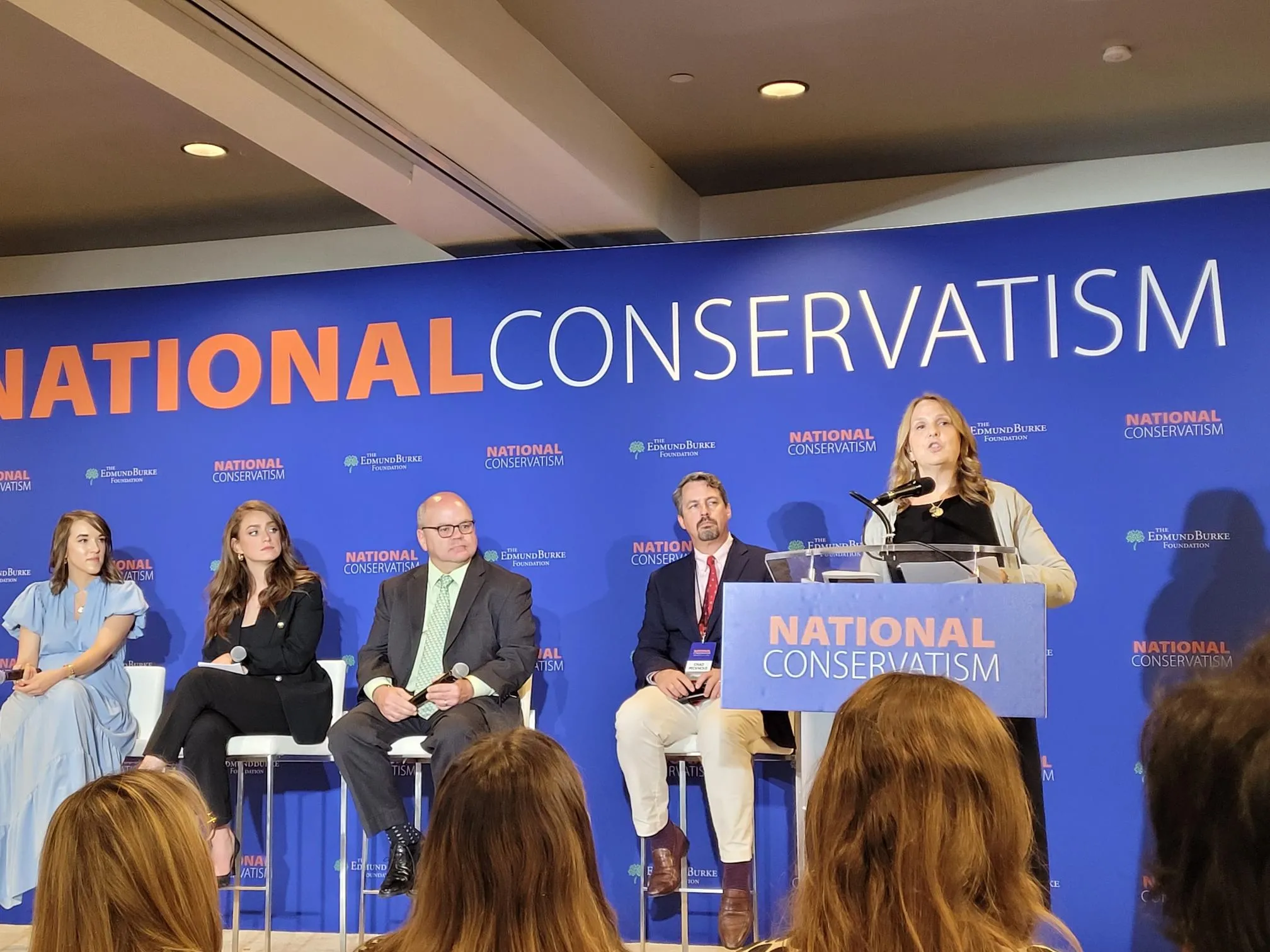 “Beyond Dobbs” panelists at the 2024 National Conservatism Conference on July 10, 2024, in Washington, D.C., included, left to right: Emma Waters, senior research associate at The Heritage Foundation; Mary Margaret Olohan, author and journalist at The Daily Signal; Tom McClusky, conservative policy strategist; Chad Pecknold, professor of systematic theology at The Catholic University of America; and Katy Talento, CEO of AllBetter Health.?w=200&h=150