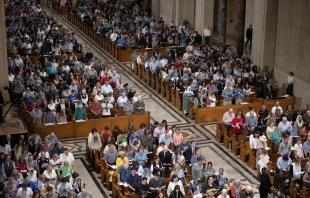 Catholics gather for the second annual Dominican Rosary Pilgrimage at the Basilica of the National Shrine of the Immaculate Conception in Washington, D.C., on Sept. 28, 2024. Credit: Jeffrey Bruno