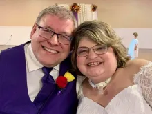 Doug and Dani Laurion during their first wedding in November 2019.