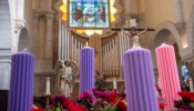 Advent wreath St. Catherine's Church in Bethlehem