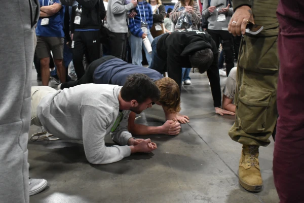 Young men vie to win the Kolbe challenge at SEEK25 in Salt Lake City, Jan. 3, 2025. Credit: Kate Quiñones/CNA