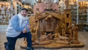 Bassem Giacaman in his shop in Bethlehem in December 2024. The artisans in Bethlehem are almost all Christians. They primarily work with olive wood. Most of the businesses in Bethlehem are family businesses.