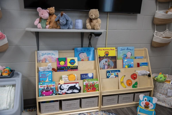 Children's books and toys are seen in the nursery facility at the Women’s Eastern Reception, Diagnostic, and Correctional Center (WERDCC) in Vandalia, Missouri. Credit: Missouri Department of Corrections