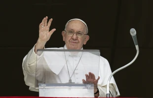 Pope Francis speaks during his Angelus address on Sept. 17, 2023. Vatican Media