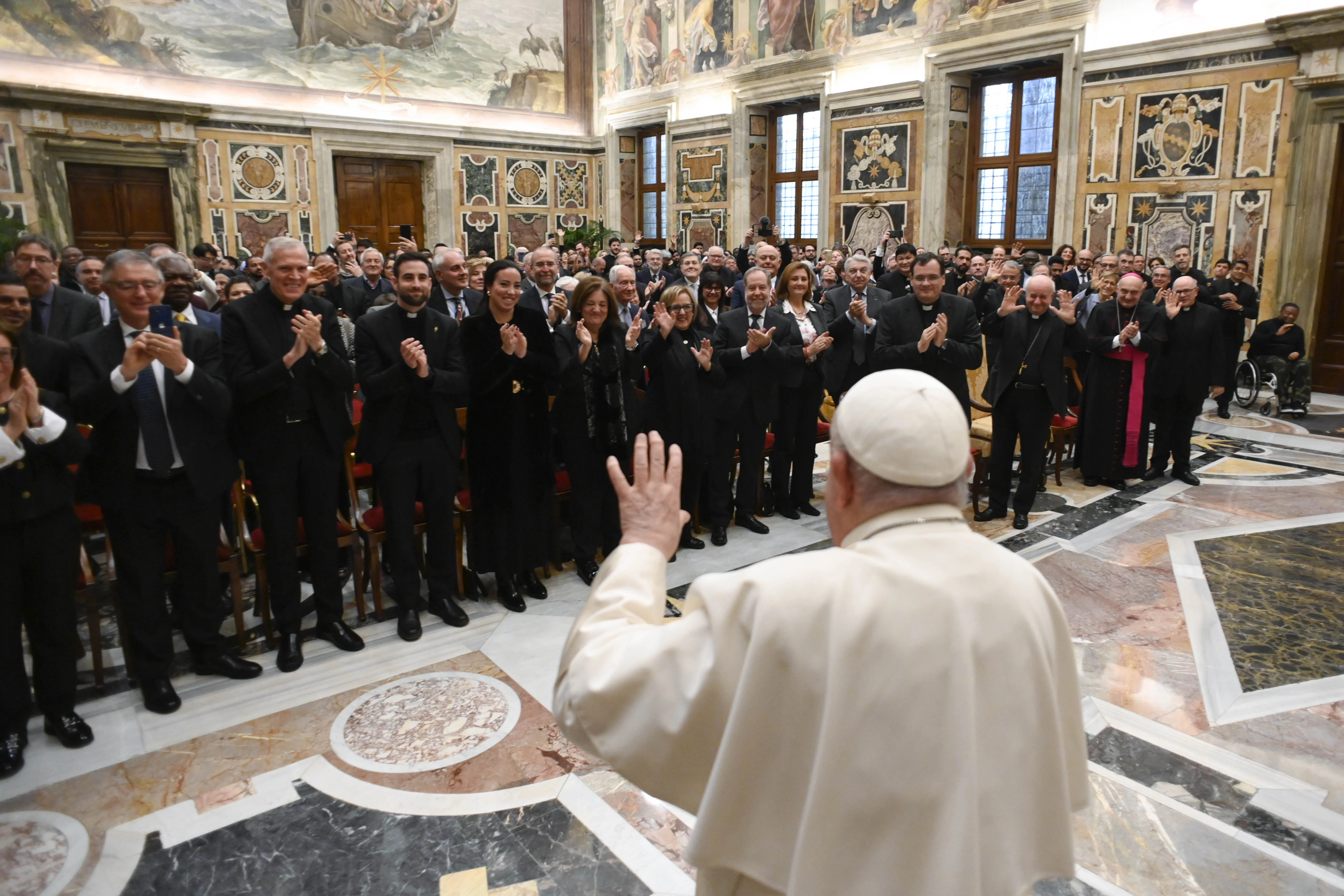 Pope Francis meets with the academic community of the John Paul II Pontifical Theological Institute for Marriage and Family Sciences in the Vatican, Monday, Nov. 25, 2024?w=200&h=150