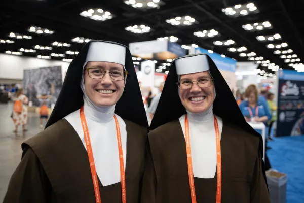 Sister Faustina and Sister Anastasia Marie, Carmelite Sisters of the Most Sacred Heart of Los Angeles, came with a delegation of 22 sisters to the Congress. Credit: Jeffrey Bruno