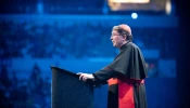 Cardinal Christophe Pierre, Pope Francis’ apostolic nuncio to the United States, addresses the National Eucharistic Congress in Indianapolis in July 2024.