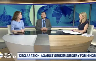 Jill Simons, the executive director of the American College of Pediatricians (left) and Catholic Medical Association Executive Director Mario Dickerson (center) talk with “EWTN News Nightly” anchor Tracy Sabol on June 6, 2024. Credit: “EWTN News Nightly”/YouTube