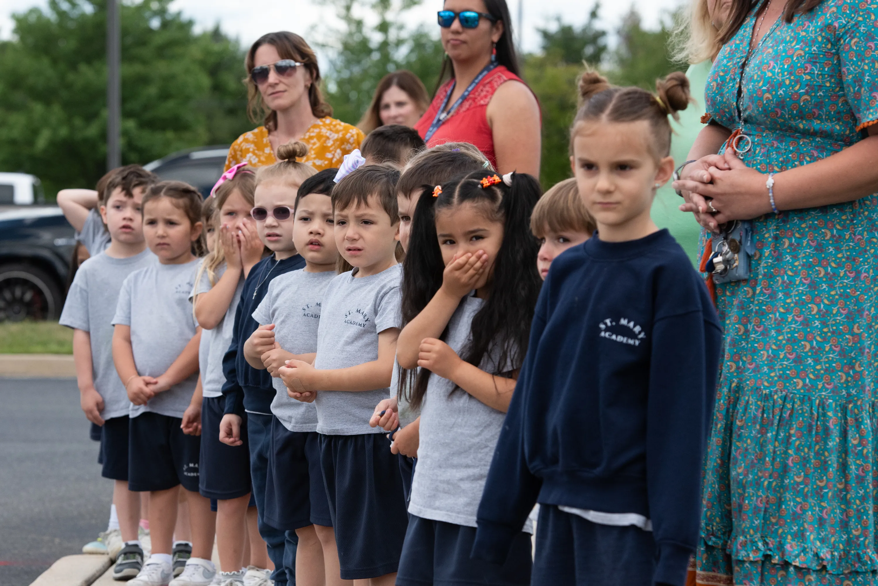 School children from St. Mary Academy watch the Eucharistic Procession on the campus of their home parish, St. Mary
of the Pines Church, Manahawkin, New Jersey, May 29, 2024.?w=200&h=150