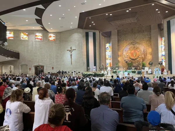 Faithful fill the National Shrine of the Basilica of Our Lady of San Juan del Valle during the National Eucharistic Pilgrimage in McAllen, Texas, on May 22, 2024. Credit: Peter Pinedo/CNA