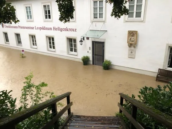 The Leopoldinum seminary in Heiligenkreuz in the Vienna Woods in Austria is under water as floods caused major damage in Central Europe in September 2024. Credit: Leopoldinum Seminary