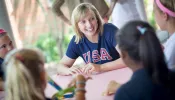 Katie Ledecky visits students at Stone Ridge of the Sacred Heart School following the 2016 Rio de Janeiro Olympic games