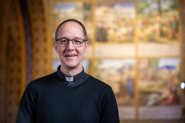 The rector of the Venerable English College in Rome, Father Stephen Wang, said the most important martyr for the seminary is the first martyr, and one of the first students, St. Ralph Sherwin. Credit: Bénédicte Cedergren/EWTN News