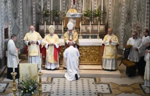 The ordination of Dr. Michael Nazir-Ali to the Catholic priesthood in London, England, Oct. 30, 2021. @UKOrdinariate Twitter account.