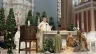 From left to right: Auxiliary Bishop of the Our Lady of the Angels Pastoral Region Matthew G. Elshoff, St. Monica pastor Father Lloyd Torgerson, and Corpus Christi pastor Monsignor Liam Kidney celebrate Mass at St. Monica Church with Corpus Christi’s surviving tabernacle next to the altar on Jan. 12, 2025.