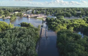 Aerial photo of Floyd River flooding near Alton, one of many communities under water in northwest Iowa in June 2024. Credit: Sioux County Sheriff’s Office Facebook account