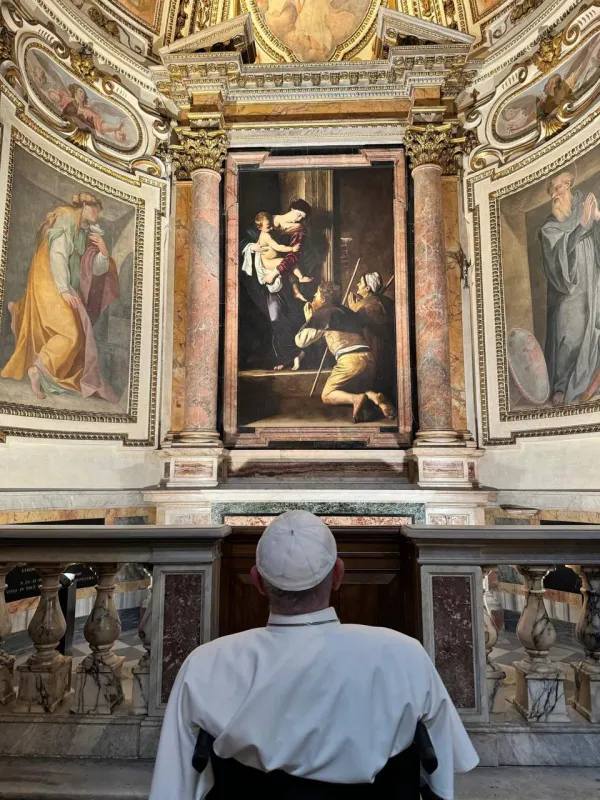 Pope Francis visits the Basilica of St. Augustine in Rome on Tuesday, Aug. 27, 2024. Credit: Vatican Media