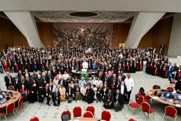 Participants of the Synod on Synodality pose for a group photo, Oct. 26, 2024.