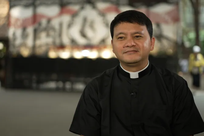 Father Thomas Ulun Ismoyo, deputy secretary for the Archdiocese of Jakarta and spokesperson for the papal visit committee, speaks with “EWTN News In Depth” in Jakarta ahead of Pope Francis’ visit to Indonesia Sept. 2–13, 2024.  PFAO